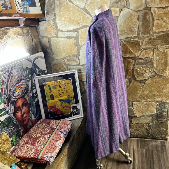 Vintage Hourihan of Dublin Irish Wool Cape – Purple Striped Donegal Tweed - Picture 4 of 8